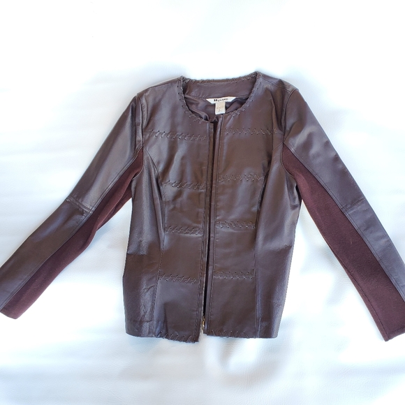 Brown Leather and knit jacket - Nygard Collection - Picture 8 of 8